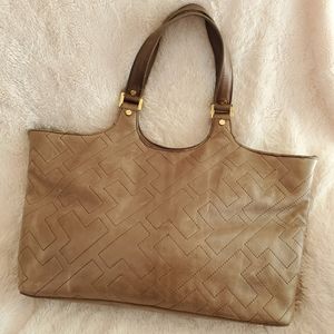 Tory Burch Bombe T Stitch Leather Tote